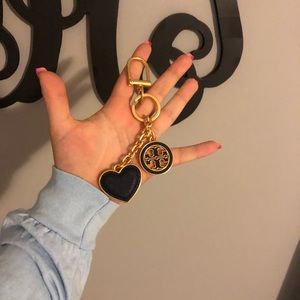Gold and Navy Tory Burch Keychain